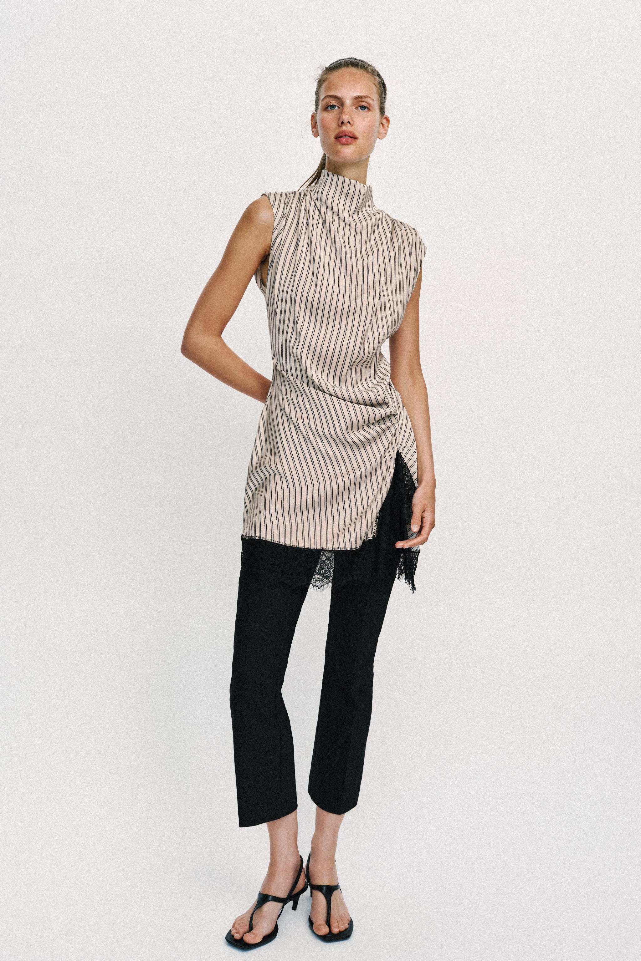 STRIPED LACE MINI DRESS